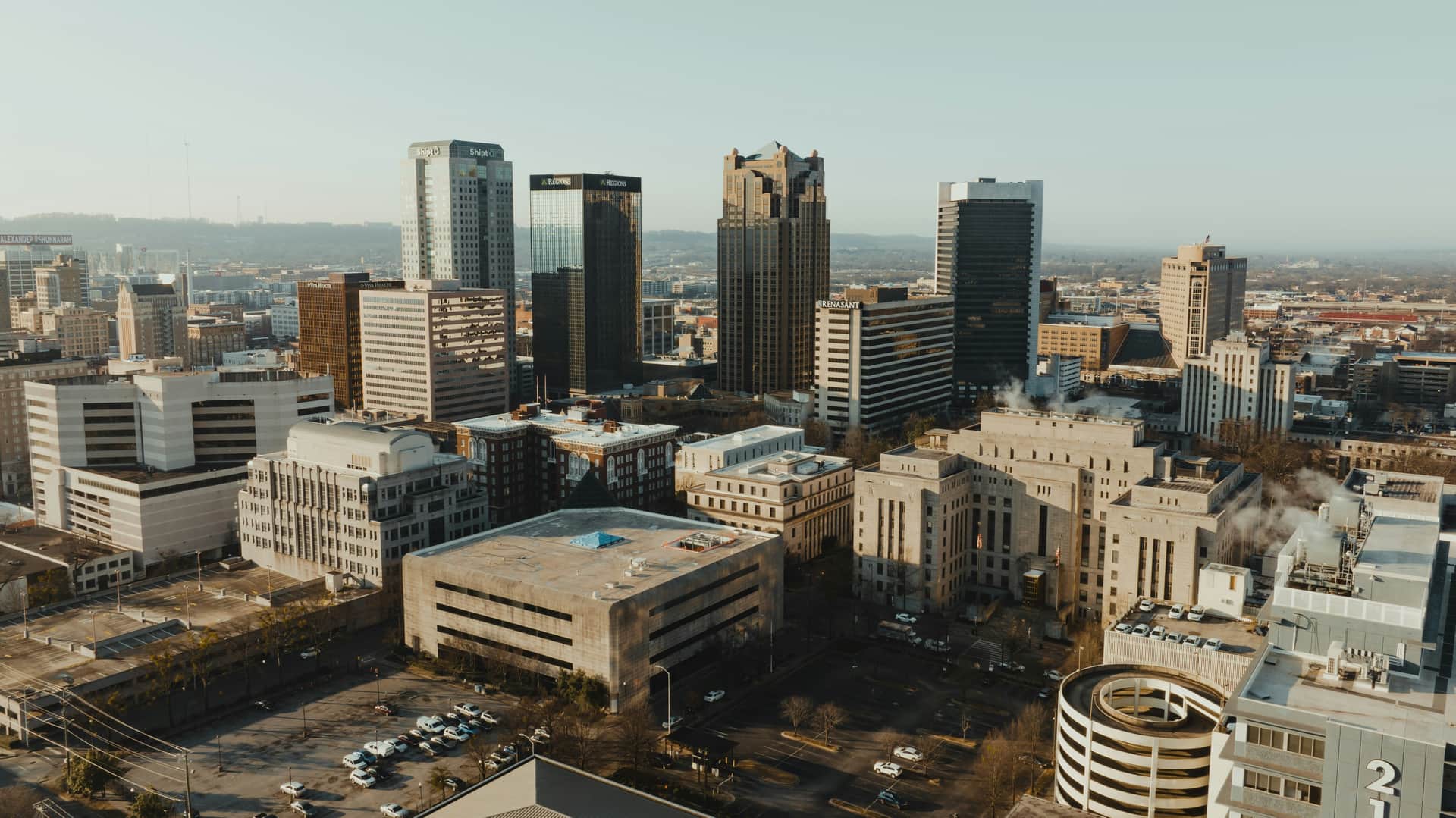Birmingham, Alabama downtown skyline at dusk